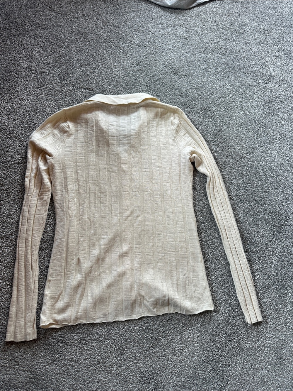 L'AGENCE Cream Ribbed Button-Down Collared Top XS - Picture 3 of 3